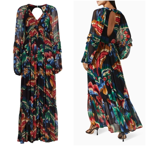FARM RIO Black Chevron Forest Maxi Dress - Picture 2 of 10